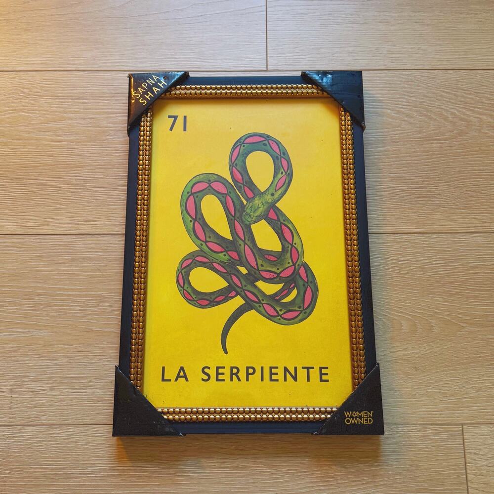 La Serpiente #71 Lotería Framed Print by Sapna Shah 12 x 18